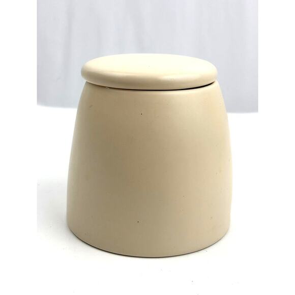 Umbra Mono Beige Ceramic Canister Lidded Jar Minimalist 5" - Picture 11 of 15